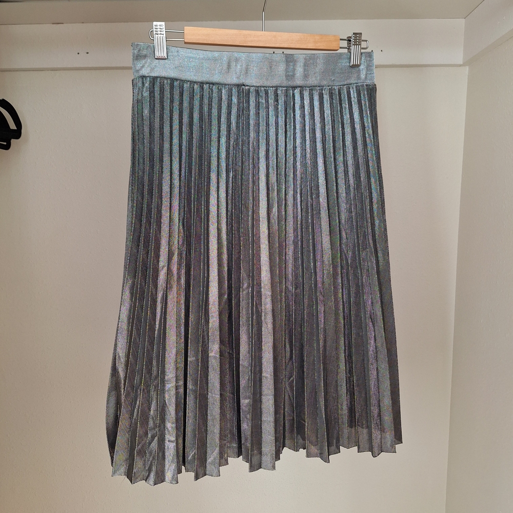 Metro Wear Shiny Pleated A-Line Skirt